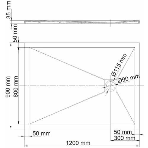 Душевой поддон из искусственного камня WasserKRAFT Dill 120x90 61T07 Черный матовый
