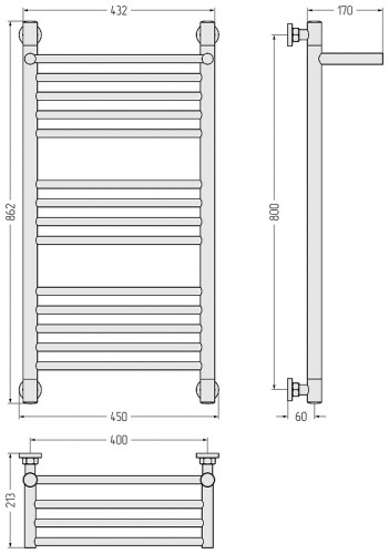 Водяной полотенцесушитель Сунержа Богема+ с 1 полкой 80x40 051-0223-8040 цвет Состаренная латунь