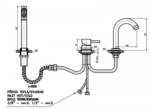 Смеситель на борт ванны Rav Slezak Seina SE962.5YZ Золото латунь