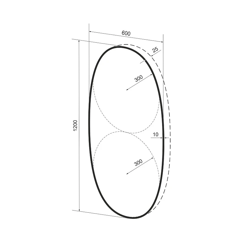 Зеркало Wellsee 7 Rays' Spectrum 60 172201560-172201570 с подсветкой цвет Черный матовый с сенсорным выключателем