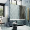 Шторка для ванны Maybah Glass MGV-647-3 405х1400 поворотная на петлях Золото стекло бронзовое матовое