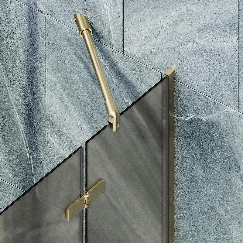 Шторка для ванны Maybah Glass MGV-917-3 990х1400 поворотная с добором Золото стекло бронзовое матовое