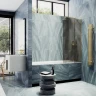 Шторка для ванны Maybah Glass MGV-917-3 990х1400 поворотная с добором Золото стекло бронзовое матовое