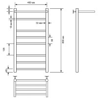 Водяной полотенцесушитель Comfysan Luce W-8 80x40 013622 с полкой Черный матовый