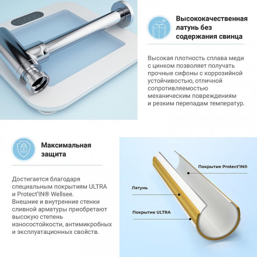 Сифон для раковины Wellsee Drainage System 182104000 цвет Хром