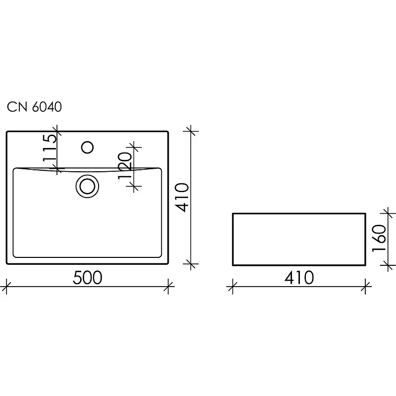 Раковина Ceramicanova Element 50 CN6040 Белая фарфор накладная