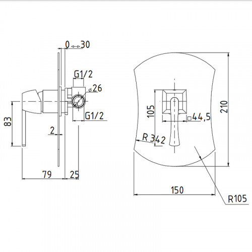 Смеситель для душа Migliore Opera 19057 Золото латунь встраиваемый