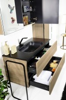 Зеркальный шкаф Boheme Armadi Art Vallessi 80 547-L с подсветкой Дуб светлый матовый МДФ / ЛДСП, стекло