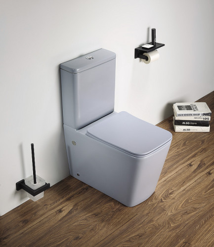 Унитаз компакт CeramaLux 2170AXMHL Голубой матовый с бачком и сиденьем Микролифт фаянс напольный