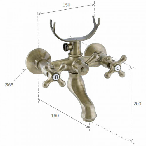 Смеситель для ванны Remer Liberty 05LIVO Бронза латунь на стену