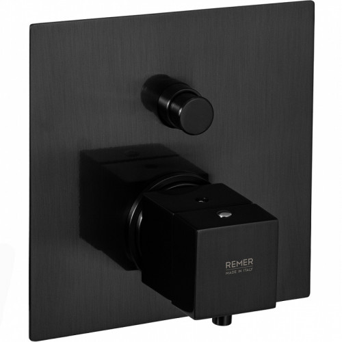 Смеситель для душа Remer Qubica Thermo QT09KBCFP с термостатом Черный хром брашированный латунь встраиваемый