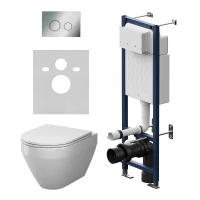 Унитаз с инсталляцией AM.PM Spirit V2.0 Aquaspin IS110151.701900 цвет Белый с сиденьем Микролифт и клавишей смыва цвет Хром глянцевый