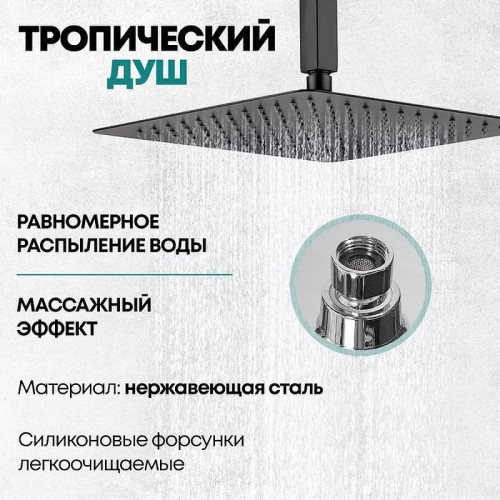 Душевая система Grocenberg GB5089BL-2 Черная матовая