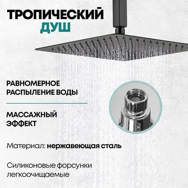 Душевая система Grocenberg GB5089BL-2 Черная матовая
