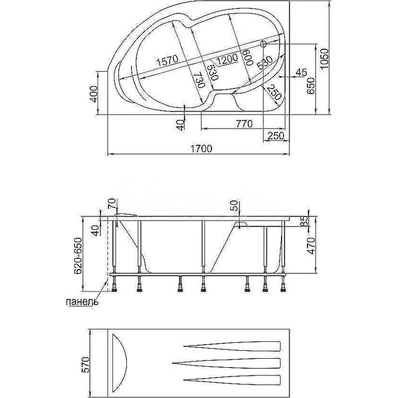 Акриловая ванна Creto Doris 170х105 L 14-170105L без гидромассажа