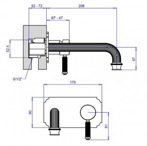 Смеситель для раковины Cezares Olimp BLSM2-L OLIMP-BLSM2-03/24-L Золото 24 карат латунь встраиваемый