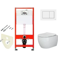 Унитаз с инсталляцией Ceramicanova Play CN3001 + Tece Base 9400413 с сиденьем Микролифт и Белой клавишей смыва