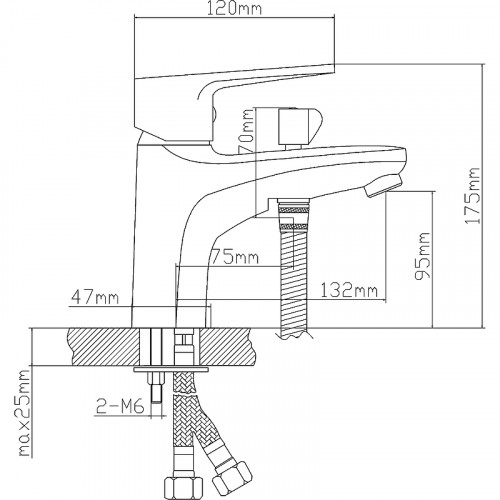 Смеситель для раковины Ростовская Мануфактура Сантехники Boou B8282-1V Хром латунь