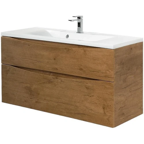 Тумба с раковиной BelBagno Marino-H60 110 MARINO-H60-1100-2C-SO-RN-P+110 BB1100/450-LV-MR-PR подвесная Rovere Nature