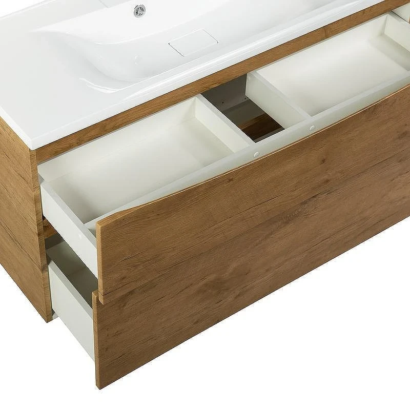 Тумба с раковиной BelBagno Marino-H60 110 MARINO-H60-1100-2C-SO-RN-P+110 BB1100/450-LV-MR-PR подвесная Rovere Nature