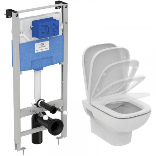 Комплект унитаза с инсталляцией Ideal Standard I.Life A I001701 с сиденьем Микролифт фарфор подвесной