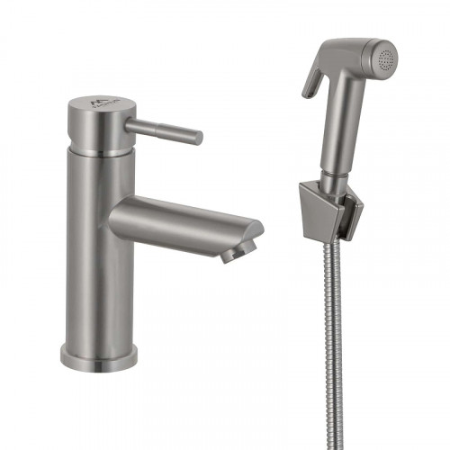 Смеситель для раковины Fashun A58101A с гигиеническим душем цвет Сатин