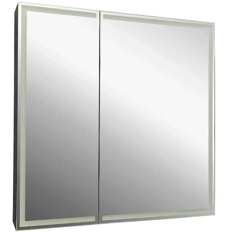 Зеркальный шкаф Континент Mirror Box black Led 80 МВК052 с подсветкой Черный МДФ / ЛДСП, стекло