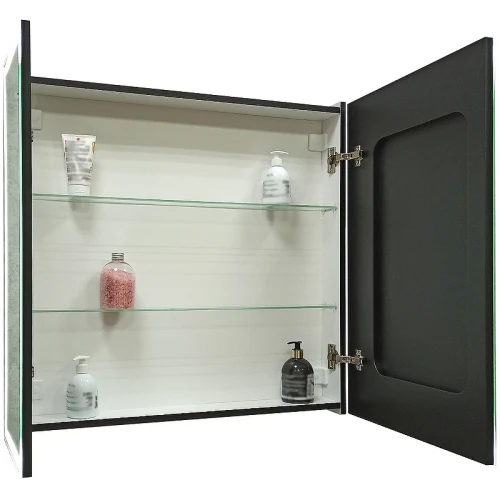 Зеркальный шкаф Континент Mirror Box black Led 80 МВК052 с подсветкой Черный МДФ / ЛДСП, стекло