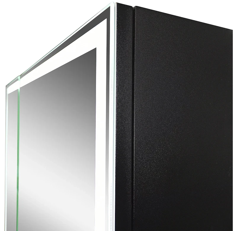 Зеркальный шкаф Континент Mirror Box black Led 80 МВК052 с подсветкой Черный МДФ / ЛДСП, стекло
