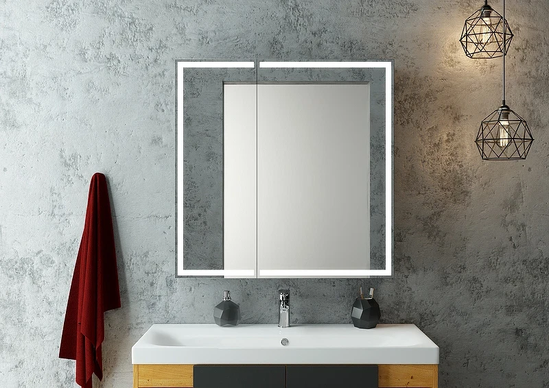 Зеркальный шкаф Континент Mirror Box black Led 80 МВК052 с подсветкой Черный МДФ / ЛДСП, стекло