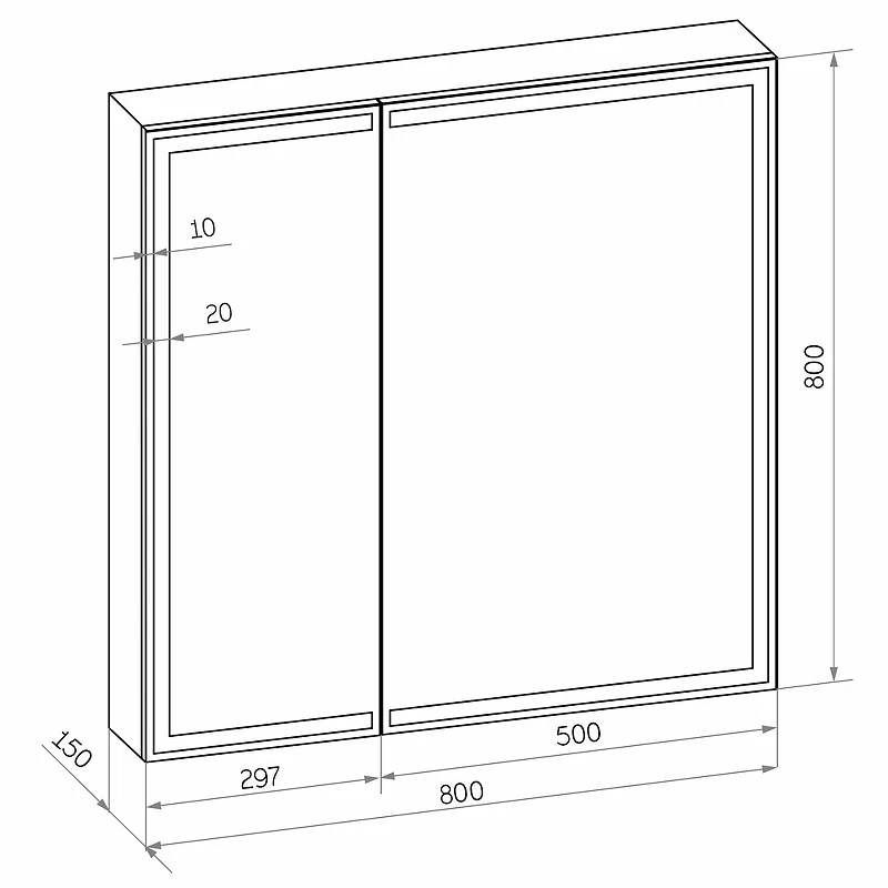 Зеркальный шкаф Континент Mirror Box black Led 80 МВК052 с подсветкой Черный МДФ / ЛДСП, стекло