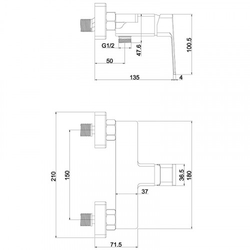 Смеситель для душа beWash Eterne BVMM0SH447 Хром латунь на стену