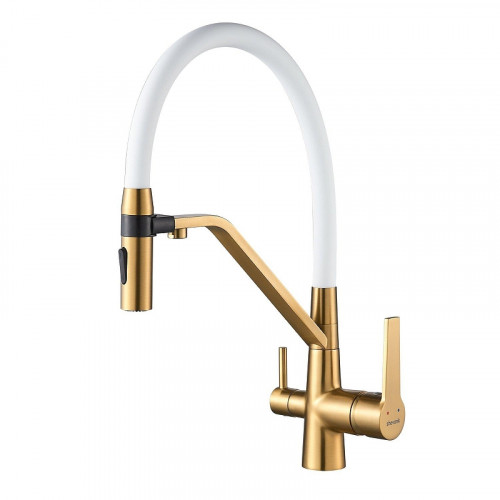 Смеситель для кухни Shevanik S278G цвет Золотой сатин Белый