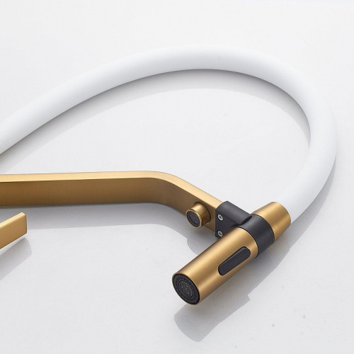 Смеситель для кухни Shevanik S278G цвет Золотой сатин Белый