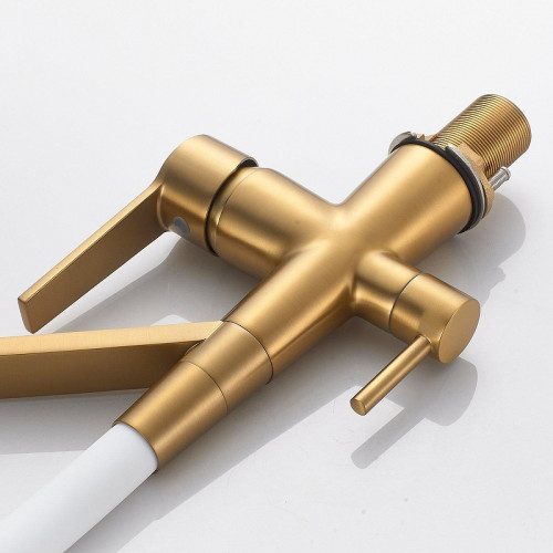 Смеситель для кухни Shevanik S278G цвет Золотой сатин Белый