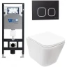 Комплект унитаза с инсталляцией WeltWasser AMBERG 506 + GELBACH 043 MT-WT + AMBERG RD-BL 10000011901 цвет Белый матовый с сиденьем Микролифт и клавишей смыва цвет Черный