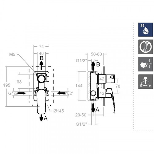 Смеситель для душа Ramonsoler New Fly 571502S Хром