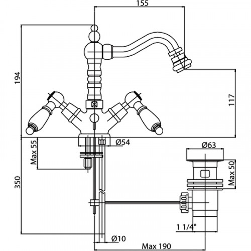 Смеситель для биде Cezares First-BS2-03/24-M Золото 24 карат латунь