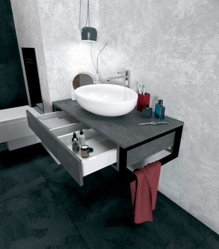 Тумба под раковину 1MarKa Grunge Loft 80П У85848 подвесная Бетон темно-серый МДФ / ЛДСП