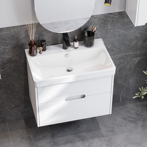 Тумба под раковину Aquaton Оливия 70 1A254301OL010 подвесная Белая матовая МДФ / ЛДСП