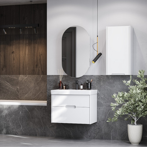 Тумба под раковину Aquaton Оливия 70 1A254301OL010 подвесная Белая матовая МДФ / ЛДСП