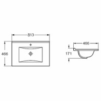 Раковина Vincea 80 VBS-13980MA Антрацит матовый фарфор полувстраиваемая