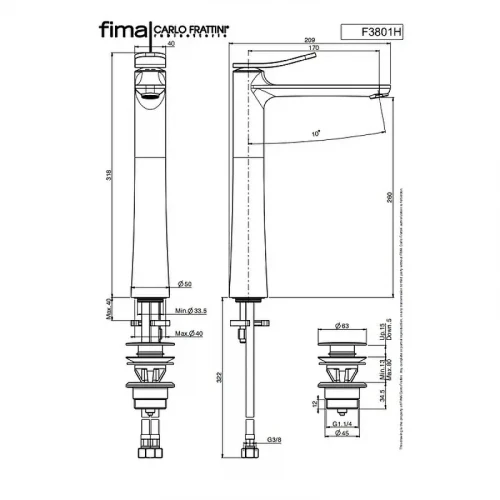 Смеситель для раковины Fima Carlo Frattini Flo F3801/HCR цвет Хром