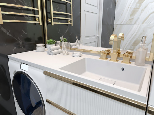 Раковина Paola Magenta 120 R с местом под стиральную машину Белая глянцевая