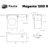 Раковина Paola Magenta 120 R с местом под стиральную машину Белая глянцевая