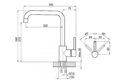 Смеситель для кухни Granula Kitchen Space 7110 цвет Графит матовый