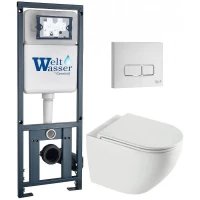 Комплект унитаза с инсталляцией WeltWasser MARBERG 410 + MERZBACH 043 XL GL-WT + MAR 410 SE GL-WT 10000013801 цвет Белый глянцевый с сиденьем Микролифт и клавишей смыва цвет Белый глянцевый
