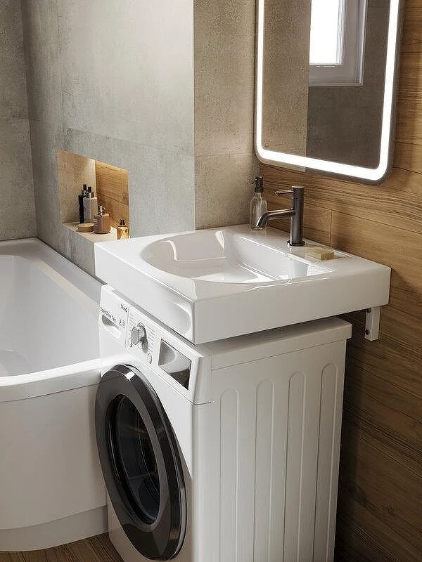 Раковина Sanita Luxe Galaxy 60 WB.WM/Galaxy/60-C/WHT.G/S1 на стиральную машину цвет Белый