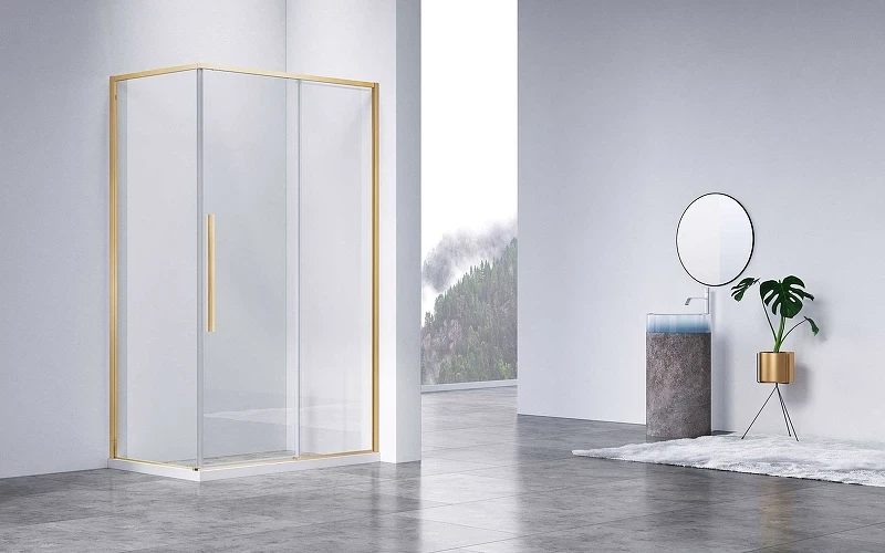 Душевой уголок Vincea Slim-N 110x90 VSR-4SN9011CLG профиль Брашированное золото стекло прозрачное