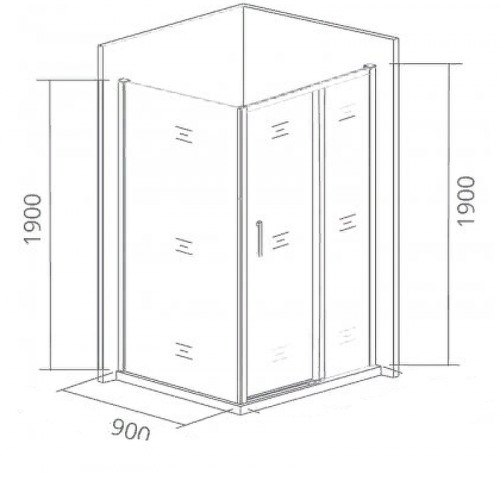 Душевая стенка Good Door Cofe SP-90-C-B 90 КФ00019 профиль Черный стекло прозрачное